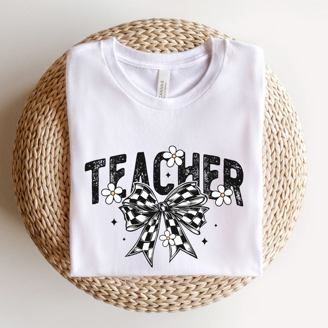 "Retro Checkered Teacher" Teacher T-shirt