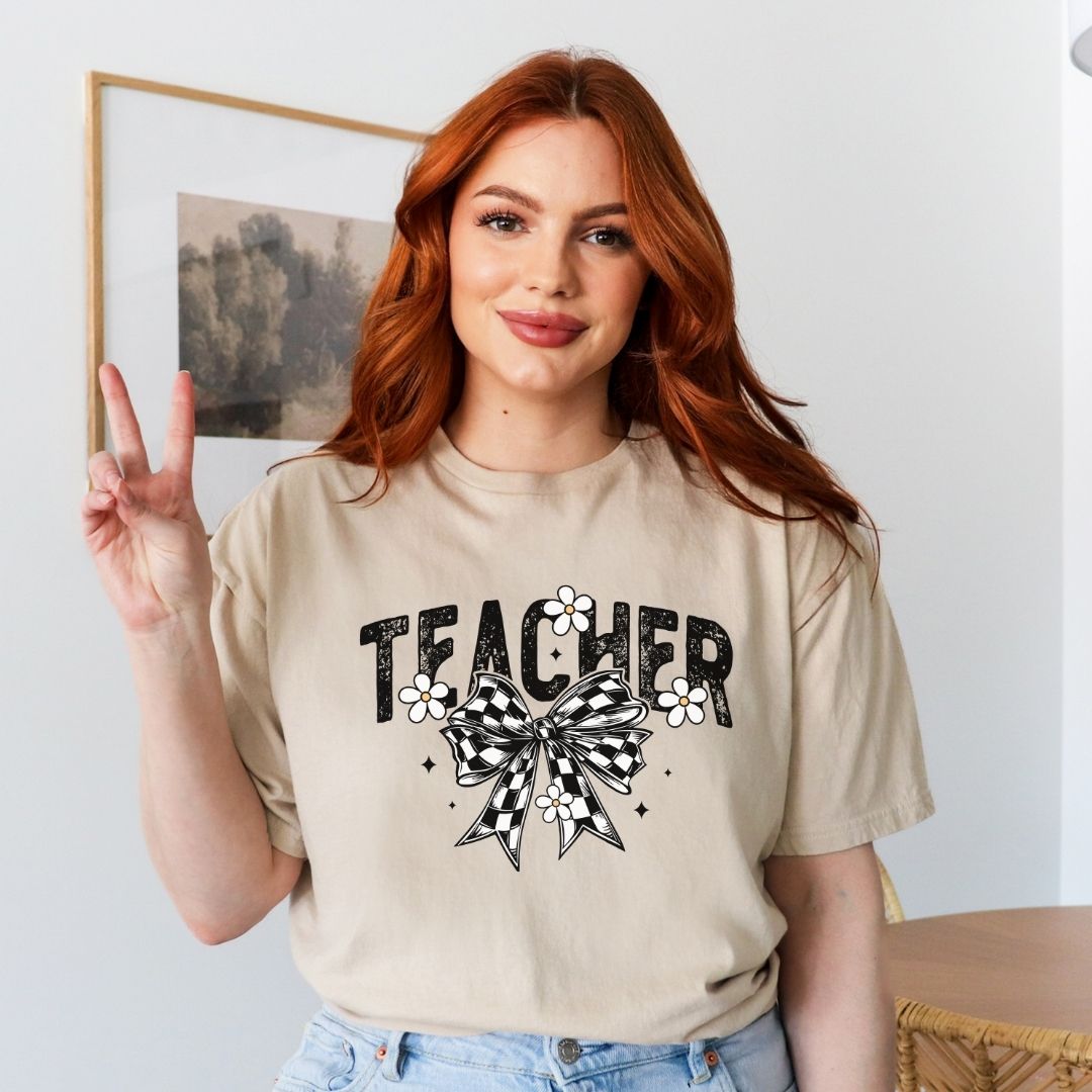 "Retro Checkered Teacher" Teacher T-shirt