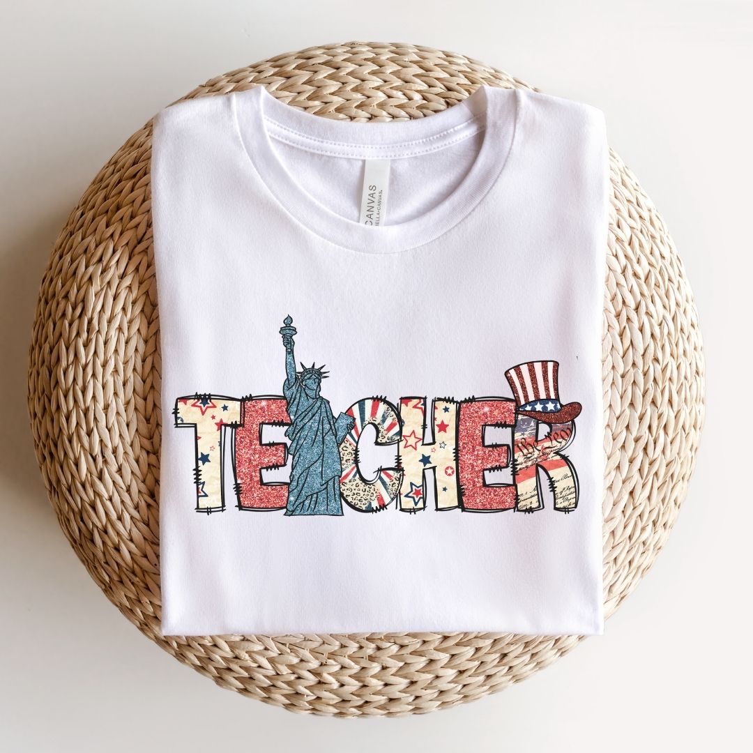 "Teacher" 4th of July Teacher T-shirt