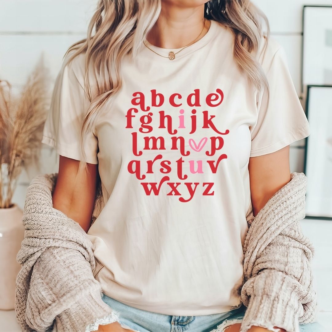 "Alphabet I Heart U" Teacher T-shirt