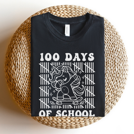 "100 Days of School" Unicorn Teacher T-shirt