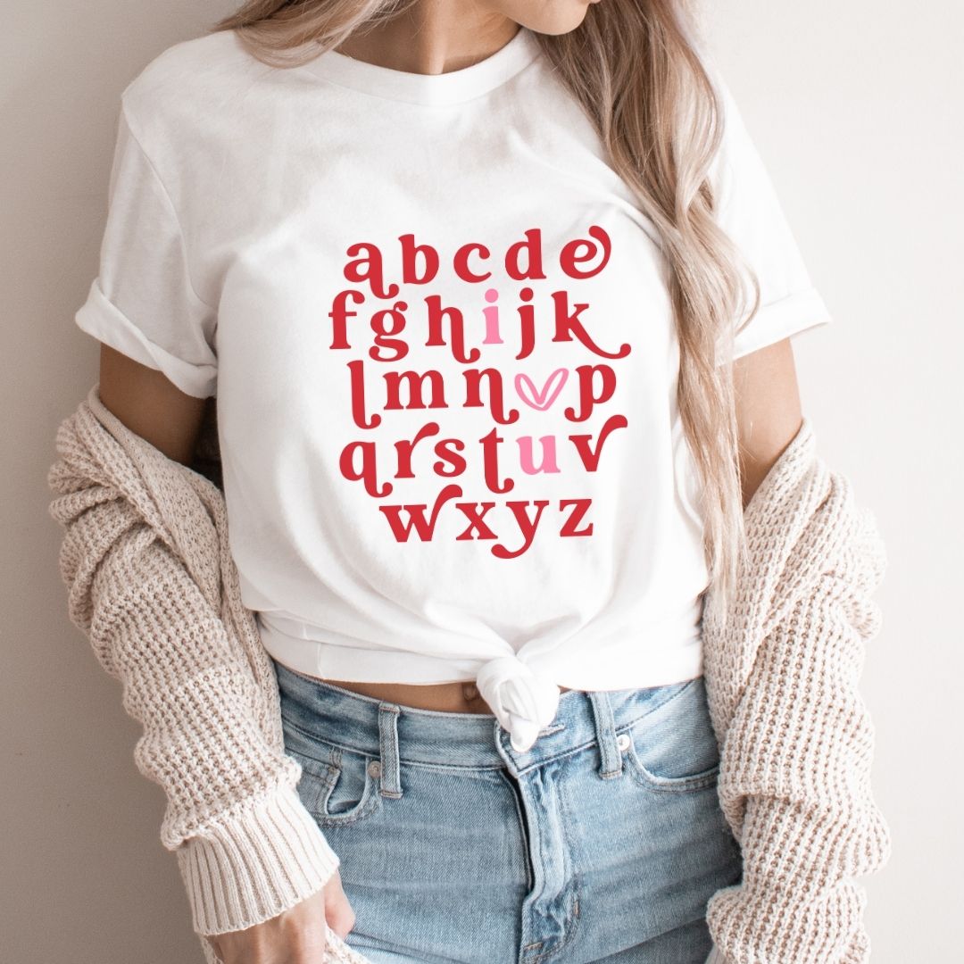 "Alphabet I Heart U" Teacher T-shirt