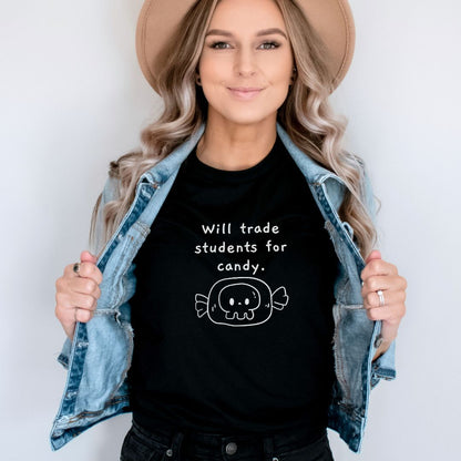 "Will Trade Students for Candy" Halloween Teacher T-shirt