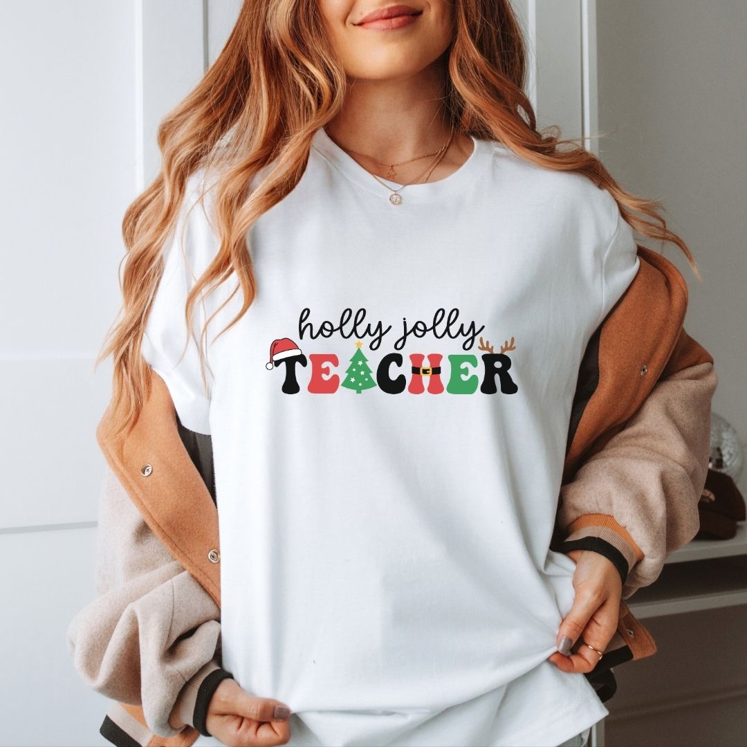 "Holly Jolly Teacher" Teacher T-shirt