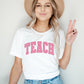 "TEACH" Heart Varsity Letter Teacher T-shirt