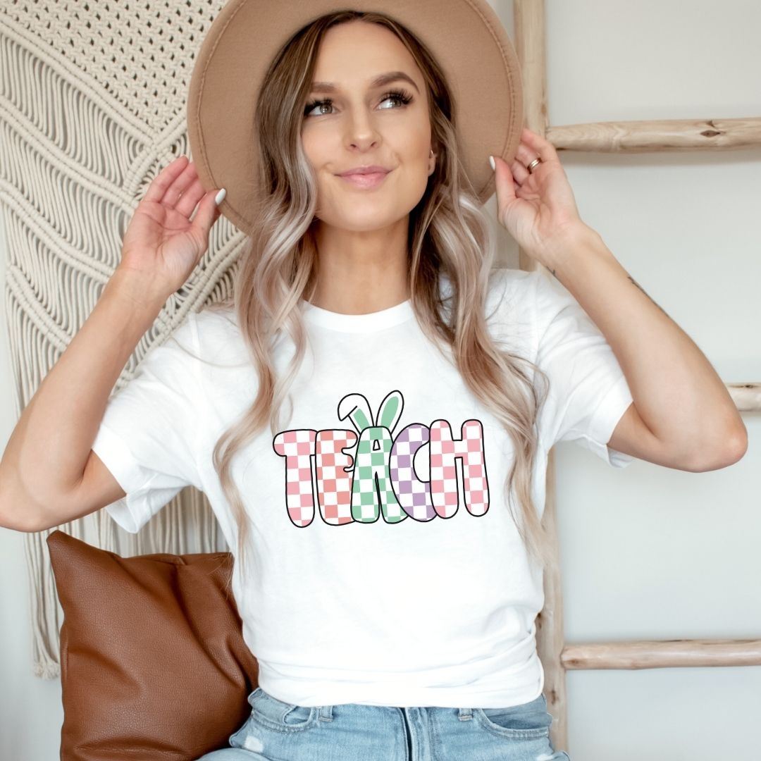 "Teach Bunny Ears" Easter Teacher T-shirt