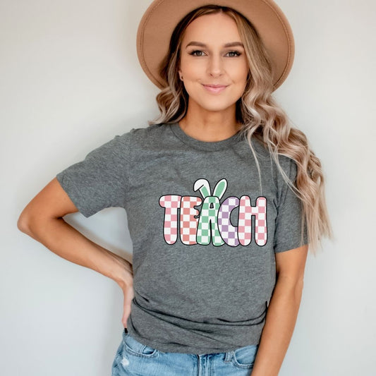 "Teach Bunny Ears" Easter Teacher T-shirt