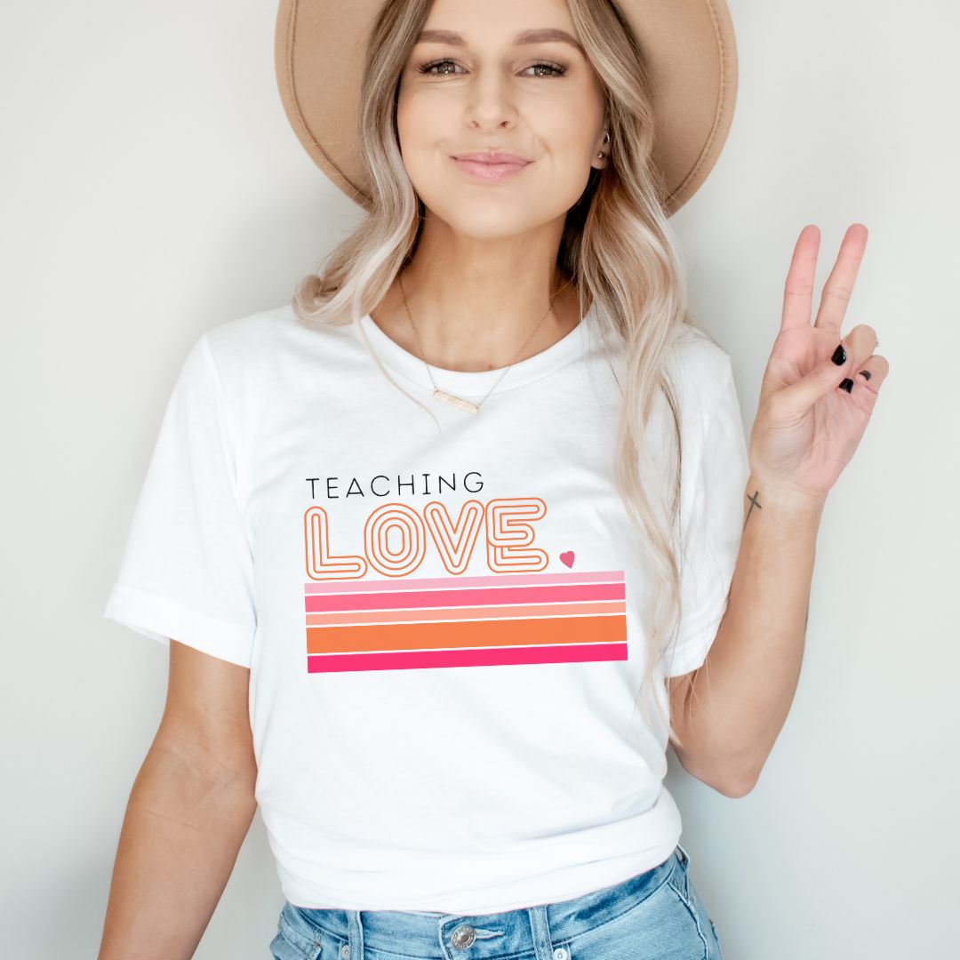 "Teaching Love" Retro Teacher T-shirt