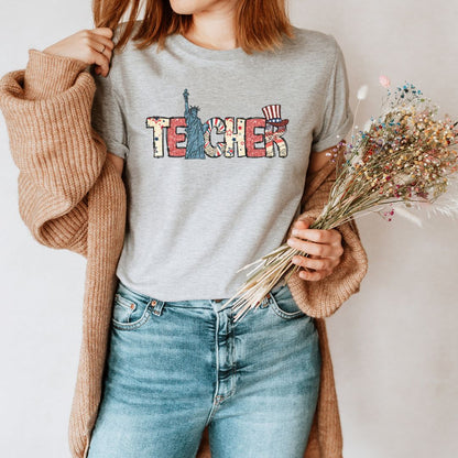 "Teacher" 4th of July Teacher T-shirt